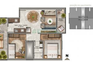 Apartamento com 54m², 2 dormitórios, 1 vaga, no bairro Serrano em Caxias do Sul para Comprar