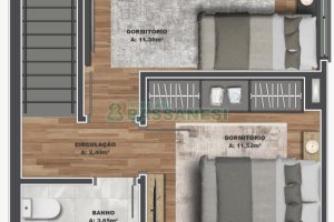 Sobrado com 114m², 2 dormitórios, 1 vaga, no bairro São Virgílio em Caxias do Sul para Comprar