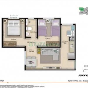 Apartamento com 40m², 2 dormitórios, 1 vaga, no bairro Bela Vista em Caxias do Sul para Alugar