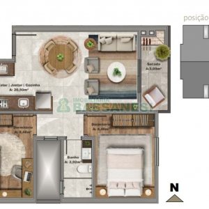 Apartamento com 54m², 2 dormitórios, 1 vaga, no bairro Serrano em Caxias do Sul para Comprar