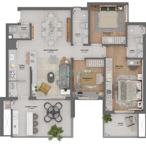 Apartamento com 106m², 3 dormitórios, 2 vagas, no bairro Panazzolo em Caxias do Sul para Comprar