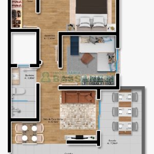 Apartamento com 52m², 2 dormitórios, 1 vaga, no bairro Planalto em Caxias do Sul para Comprar
