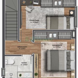 Sobrado com 114m², 2 dormitórios, 1 vaga, no bairro São Virgílio em Caxias do Sul para Comprar