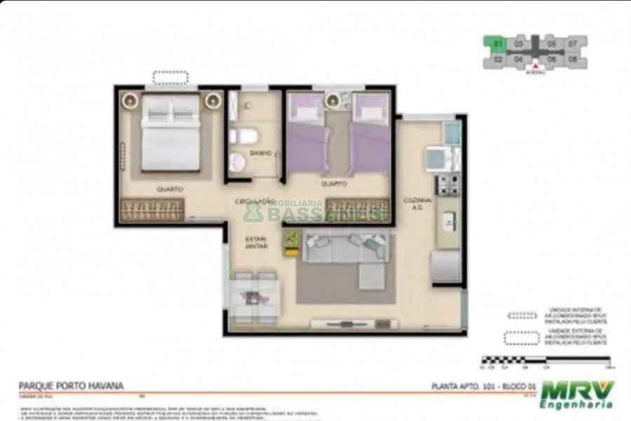 Apartamento com 40m², 2 dormitórios, 1 vaga, no bairro Bela Vista em Caxias do Sul para Alugar