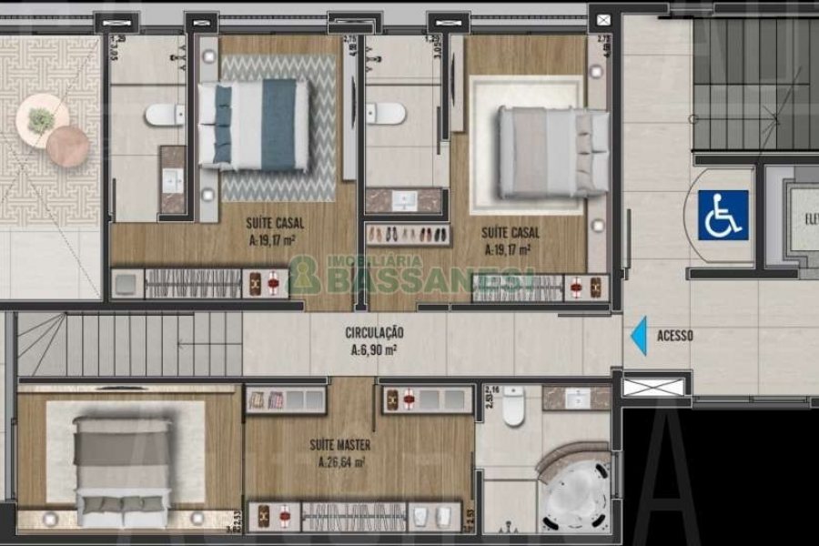 Apartamento com 108m², 3 dormitórios, 2 vagas, no bairro Rio Branco em Caxias do Sul para Comprar