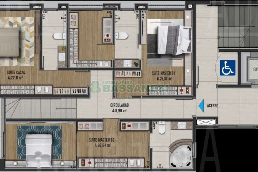 Apartamento com 108m², 3 dormitórios, 2 vagas, no bairro Rio Branco em Caxias do Sul para Comprar
