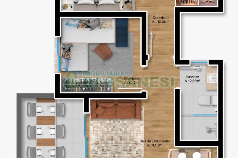 Apartamento com 52m², 2 dormitórios, 1 vaga, no bairro Vale Verde em Caxias do Sul para Comprar
