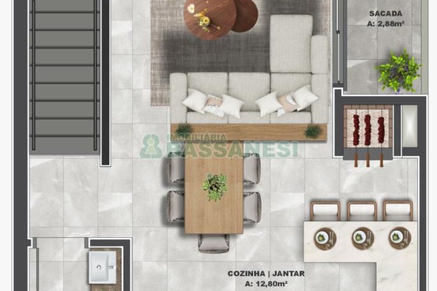 Sobrado com 114m², 2 dormitórios, 1 vaga, no bairro São Virgílio em Caxias do Sul para Comprar