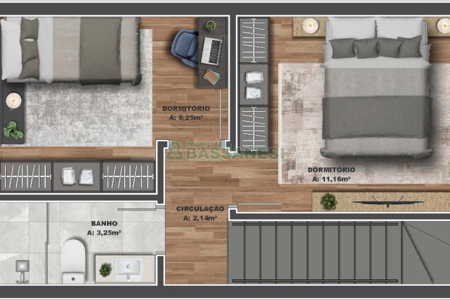 Sobrado com 114m², 2 dormitórios, 1 vaga, no bairro São Virgílio em Caxias do Sul para Comprar