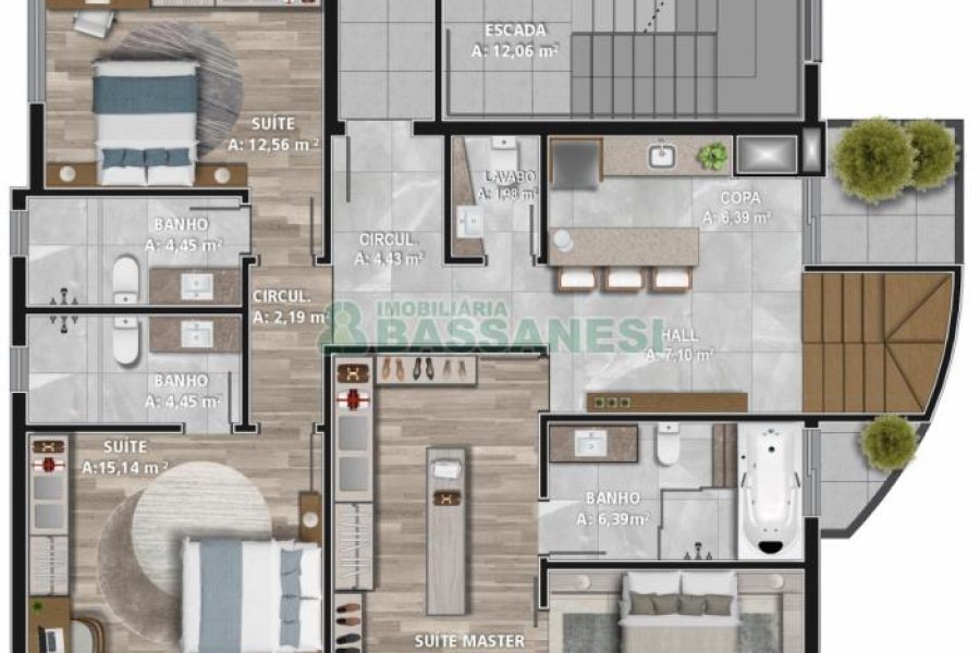 Apartamento com 267m², 2 dormitórios, 3 vagas, no bairro Jardim América em Caxias do Sul para Comprar