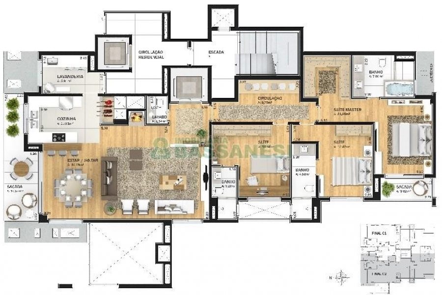 Apartamento com 186m², 3 dormitórios, 2 vagas, no bairro Exposição em Caxias do Sul para Comprar