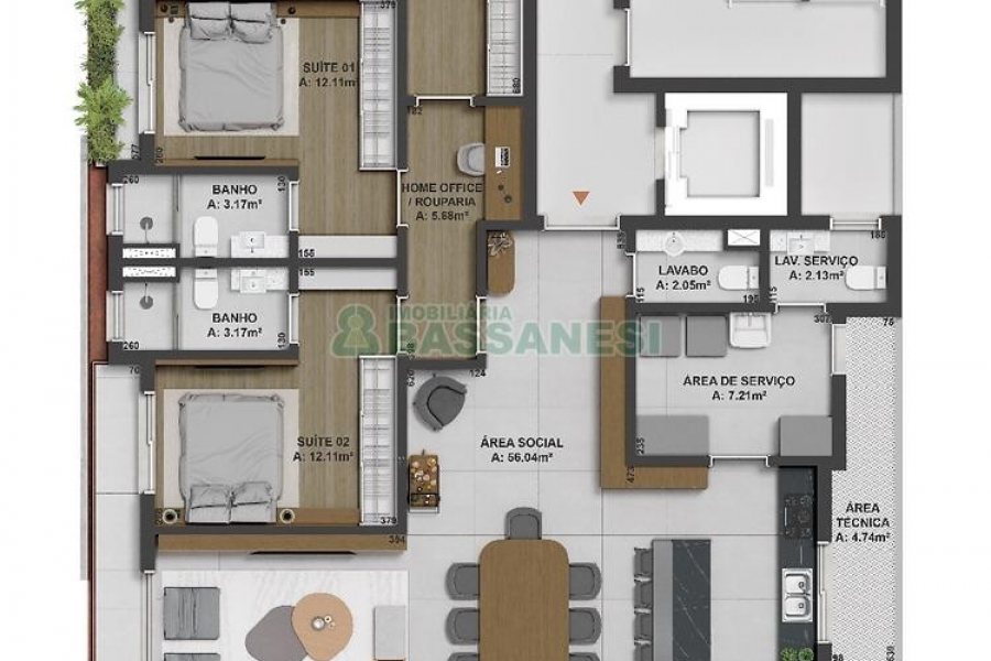 Apartamento com 215m², 3 dormitórios, 2 vagas, no bairro Exposição em Caxias do Sul para Comprar