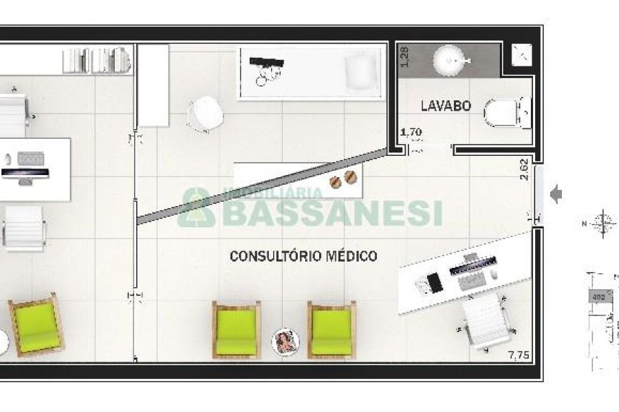 Sala com 34m², 1 vaga, no bairro Exposição em Caxias do Sul para Alugar ou Comprar