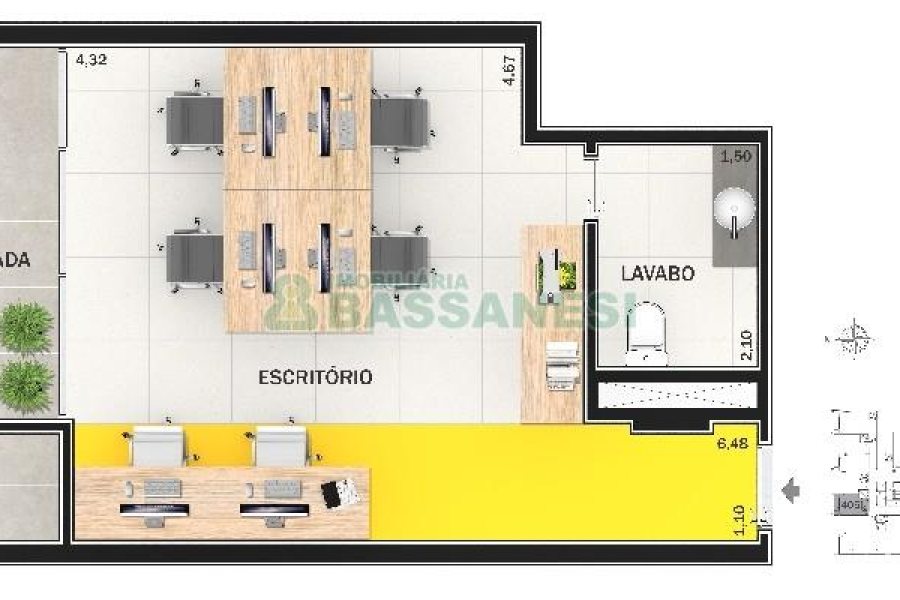 Sala com 34m², 1 vaga, no bairro Exposição em Caxias do Sul para Alugar ou Comprar