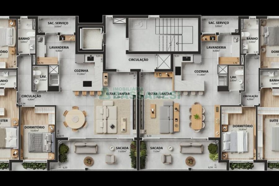 Apartamento com 128m², 3 dormitórios, 2 vagas, no bairro Exposição em Caxias do Sul para Comprar