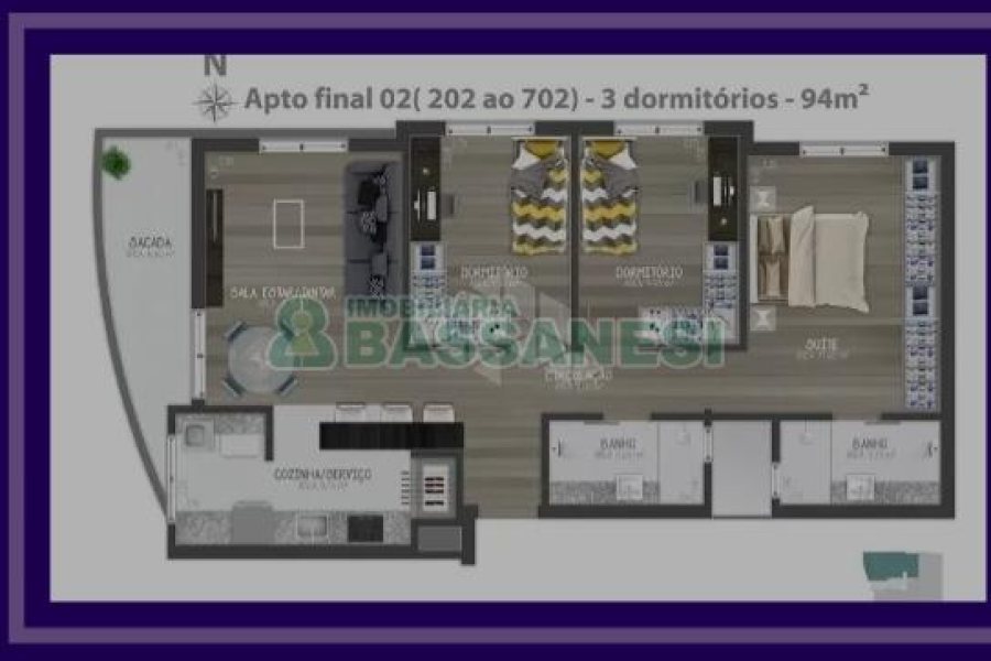 Apartamento com 94m², 3 dormitórios, 2 vagas, no bairro Jardim América em Caxias do Sul para Comprar
